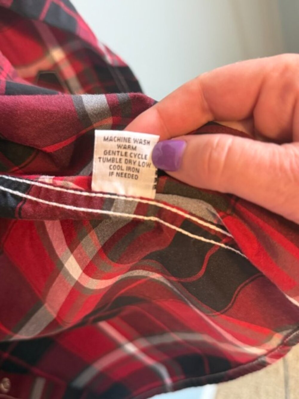Reclaim Black Red Plaid Button Down Shirt Large L Western Snap Athletic - Picture 8 of 10